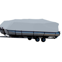Carver Sun-DURA&reg; Styled-to-Fit Boat Cover f/18.5' Pontoons w/Bimini Top &amp; Rails - Grey