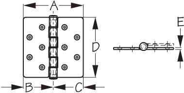 Sea-Dog Line Butt Hng 6X6 Pin W/Brngs 205228