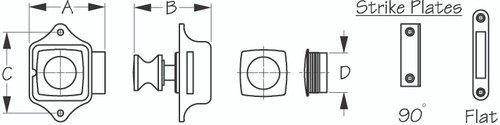 Sea-Dog Line Push Button Rim Latch 225320-1