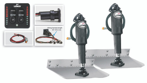 Lenco 12inx12in Standard Mount Trim tab Kit 12v with LED Integrated Switch