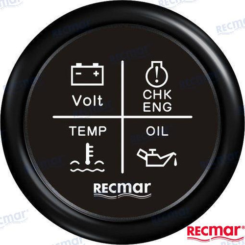 Recambios Marinos 4 Led Alarm Gauge 12V/24V Blk Recky79202