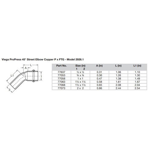 Viega ProPress 3\/4" - 45 Copper Elbow - Street\/Press Connection - Smart Connect Technology [77053]