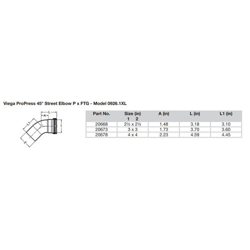 Viega ProPress - 2-1\/2" - 45 Copper Elbow - Street\/Press Connection - Smart Connect Technology [20668]