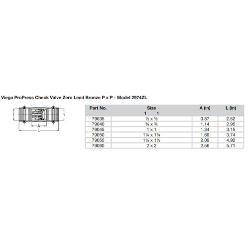 Viega ProPress 1-1\/4" Zero Lead Check Valve - Double Press Connection - Smart Connect Technology [79050]