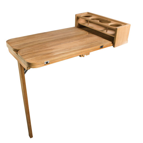 Whitecap Cockpit Table w\/Folding Leaves  4 Cupholders - Teak [61392C]