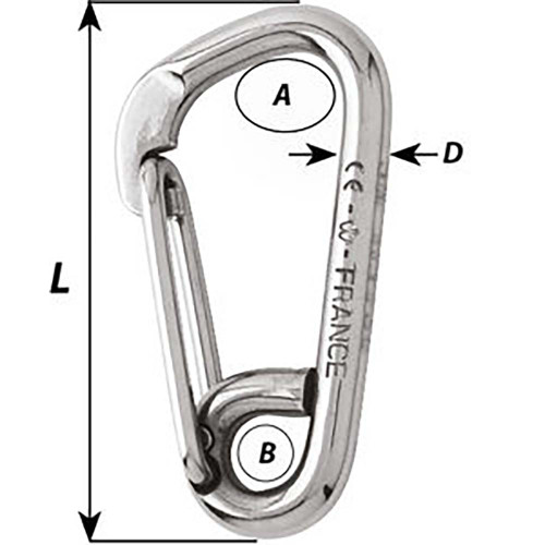 Wichard Asymmetric Carbine Hook - Length 100mm - 13\/32" [2326W]