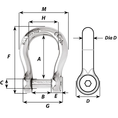 Wichard Self-Locking Allen Head Pin Bow Shackle - 8mm Diameter - 5\/16" [1344W]