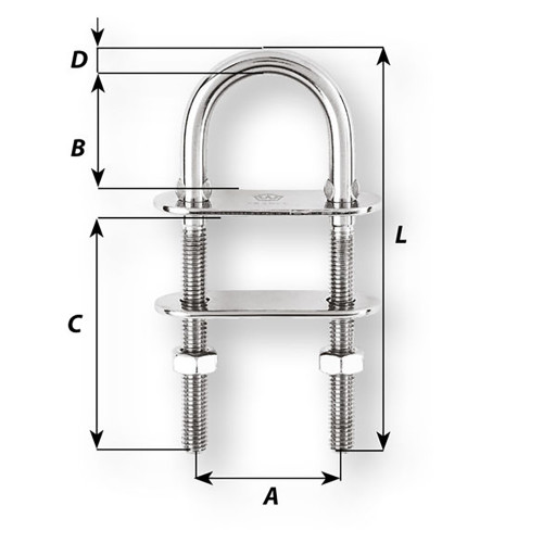 Wichard U-Bolt Pad Eye - 12mm Diameter - 15\/32" - 110mm Length - 4-21\/64" [6516W]