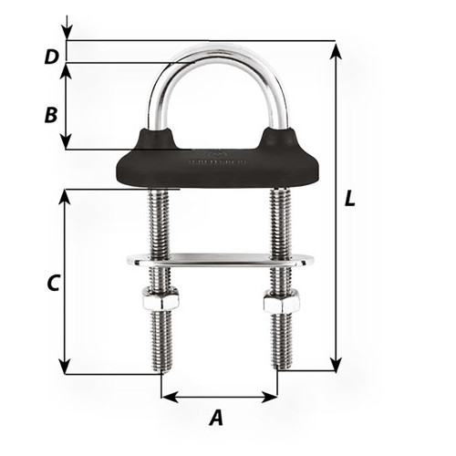 Wichard Black Watertight U-Bolt - 6mm Diameter - 15\/64" - 70mm Length - 2-3\/4" [65331W]
