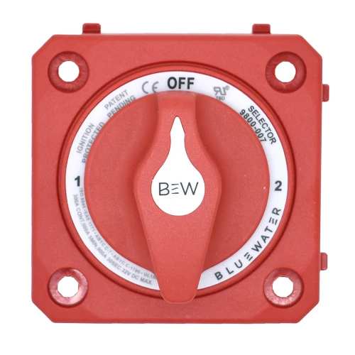Bluewater Off\/1\/2\/Both Battery Switch - Panel Mount - Red [9800-007-10]