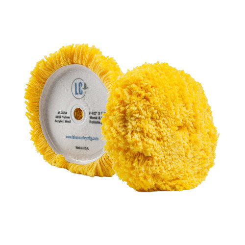 Lake Country Yellow 40\/60 Unsteamed Twisted Wool\/Acrylic Pad 7.5" x 1.5" [41-355A-LC]