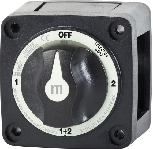 Blue Sea M-Series Battery Switch On/Off/On/Both with Knob Black