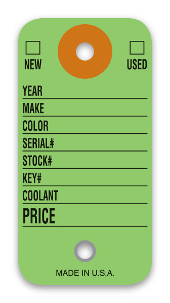 Automotive Service Products Colored Key Tags 1491