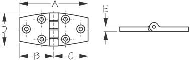 Sea-Dog Line Chrm Znc Door Hng 1-1/2X2-7/8 206530-1