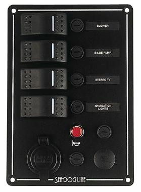 Sea-Dog Line Swch Panel 4-Circuit W/Pwr Skt 425144-1