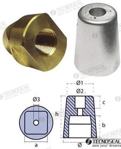 Recambios Marinos Conical Prop Nut Sq Inner Ten00415Q