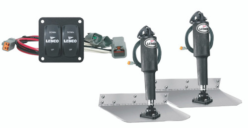 Lenco 9inx12in Standard Mount Trim tab Kit 12v with Double Rocker Switch