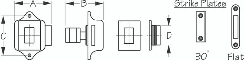 Sea-Dog Line Push Button Rim Latch 225310-1