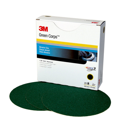 3M Center 8" 80D Stikit Green Corps Disc 7000120328