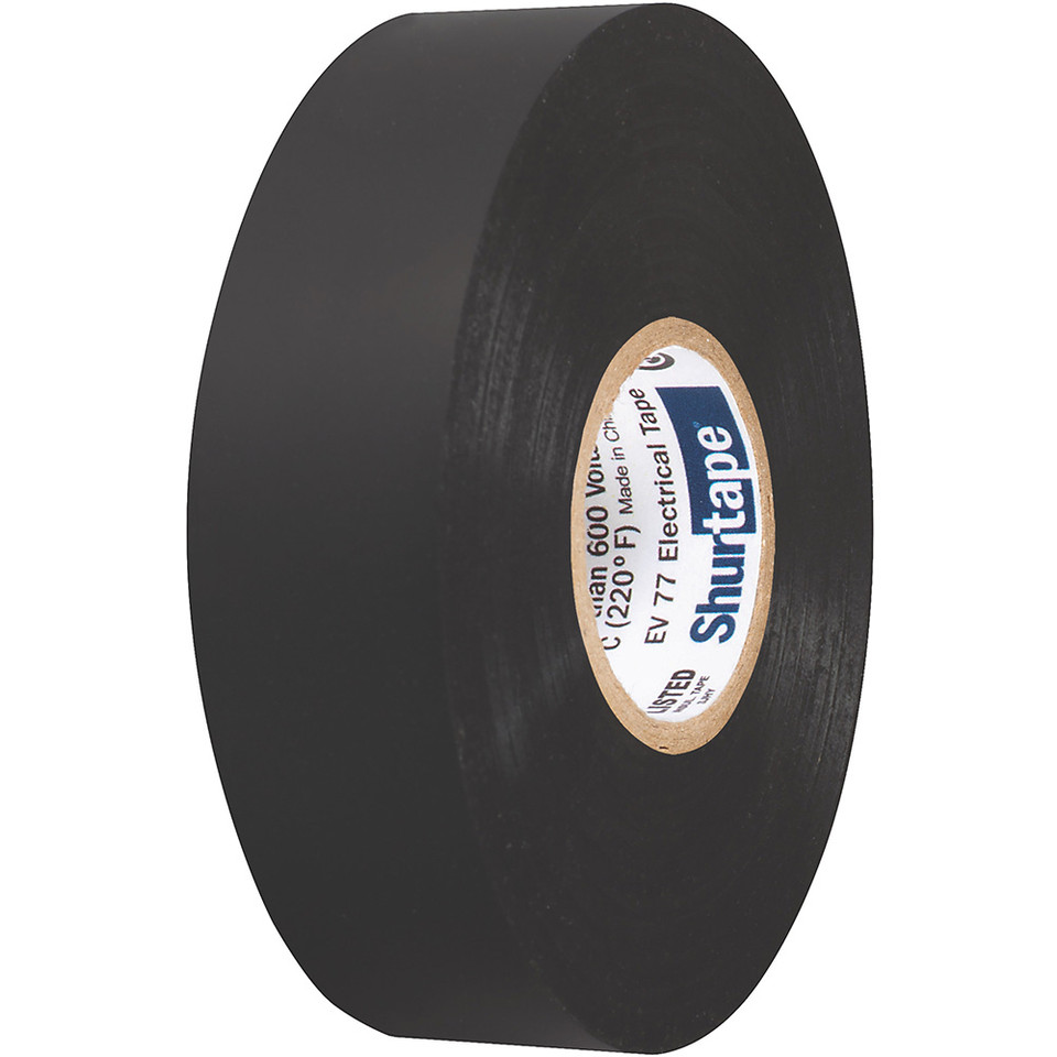 Shurtape EV 077B Professional Grade Black Electrical Tape f/Insulating &amp; Splicing - 3/4" x 66' - 10-Pack