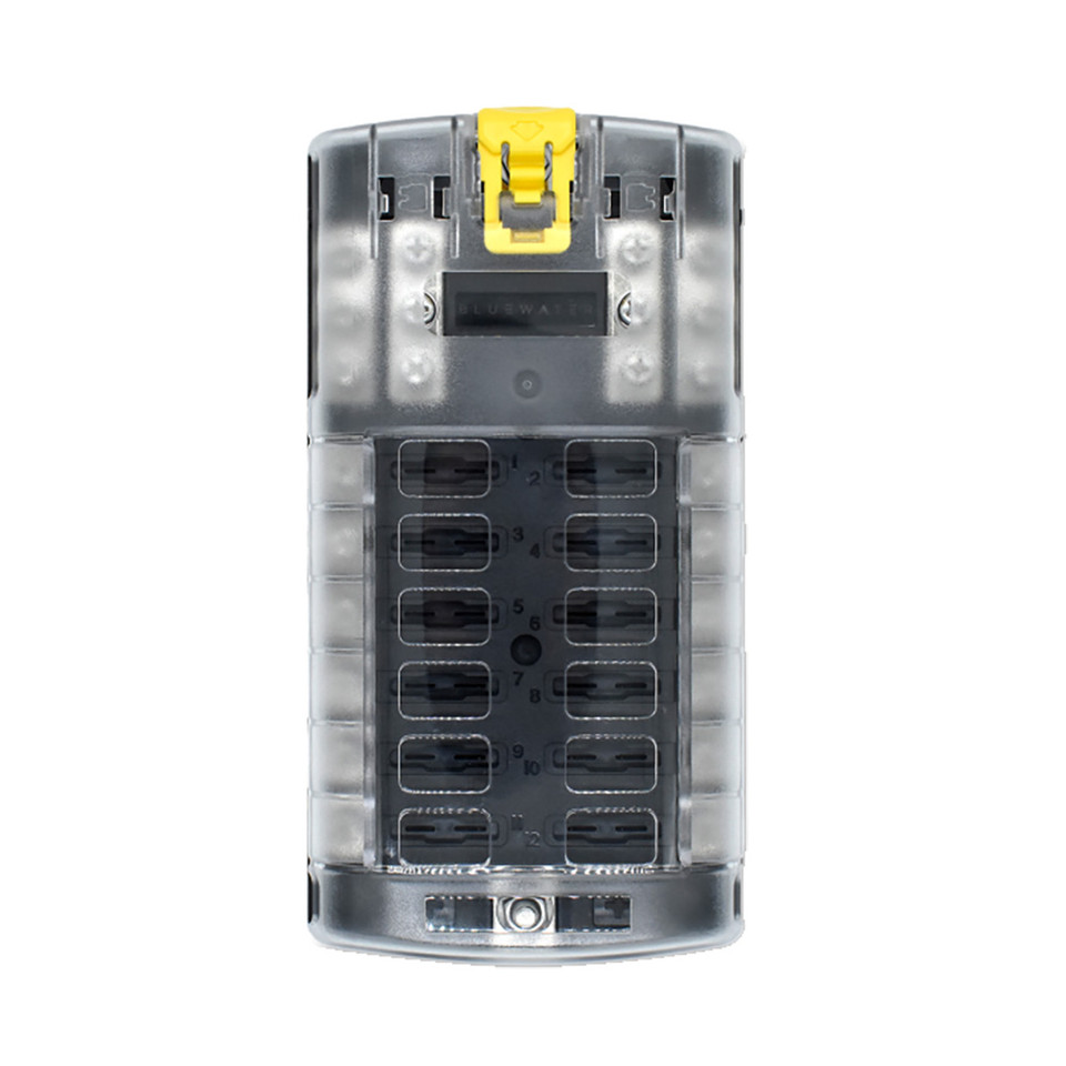 Bluewater 12 Position Fuse Block ATC w/Yellow Slide