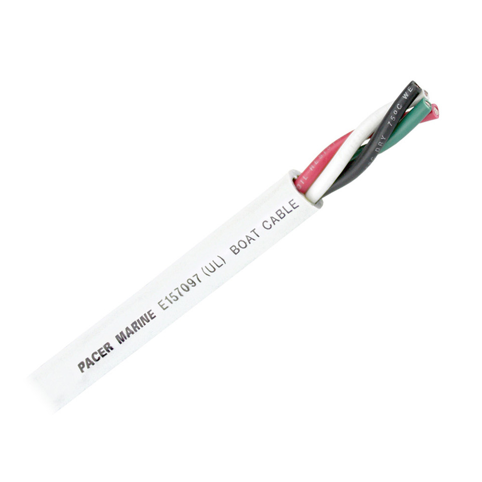 Pacer Round 4 Conductor Cable - 500' - 12/4 AWG - Black, Green, Red &amp; White