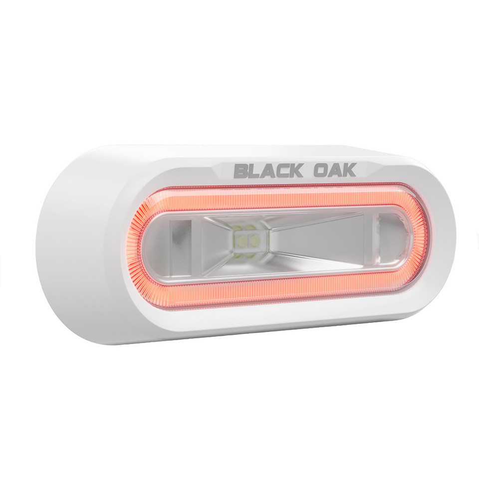 Black Oak Low Pro&trade; Off Road Spreader Light - Bracket Mount - White Housing - Red LED
