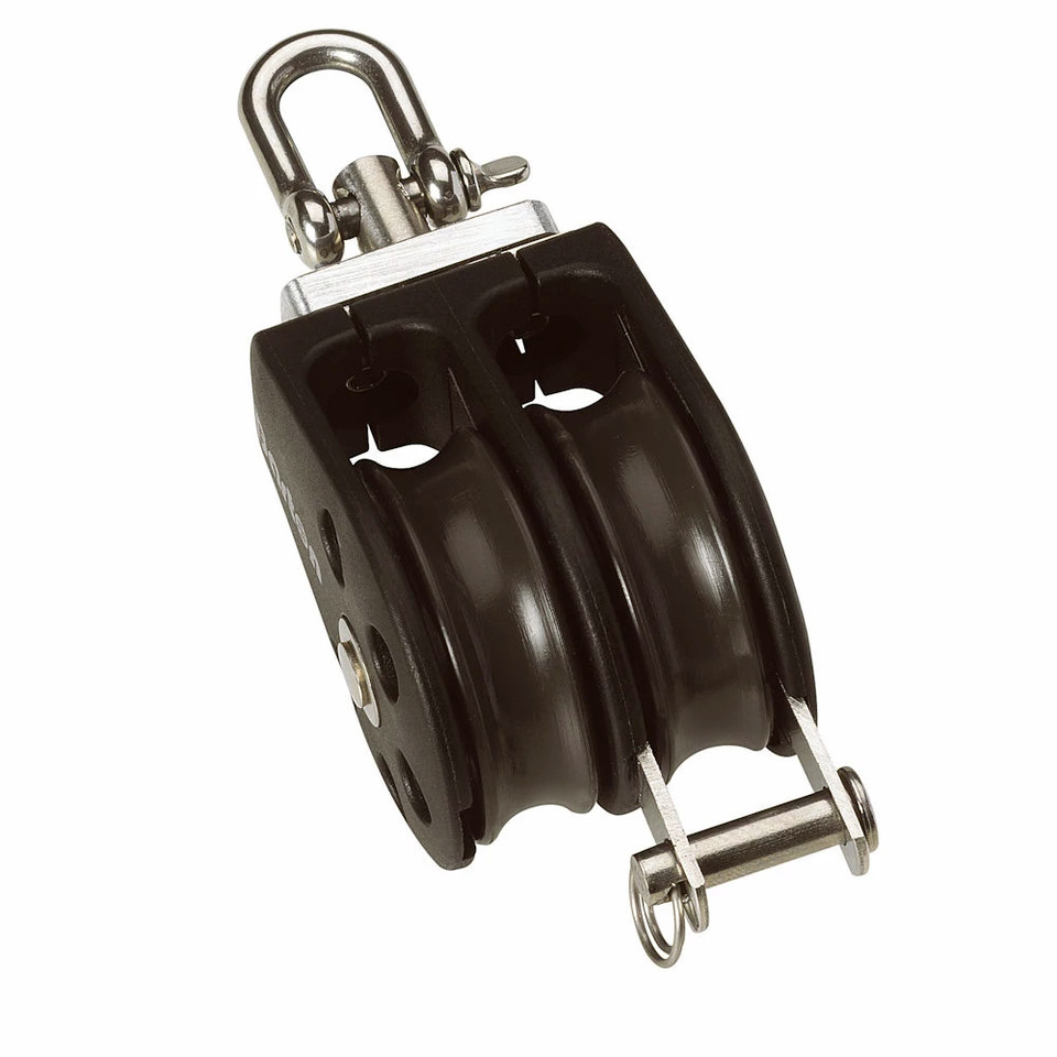 Barton Size 2 35mm Plain Bearing Pulley Block Double Swivel &amp; Becket