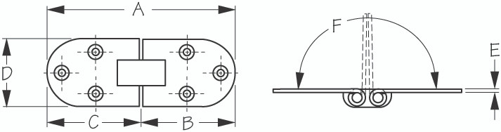 Sea-Dog Line Ss Flush 2-Pin Hng 201550-1