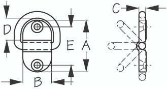Sea-Dog Line Ss Fldng D-Ring Small (2 Hole) 048610-1