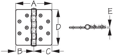 Sea-Dog Line Butt Hng 6X6 Cntr Pin W/Brngs 205238