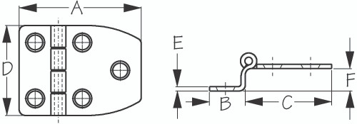Sea-Dog Line Ss Offset Short Side Door Hnge 201025-1