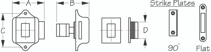 Sea-Dog Line Push Button Rim Latch 225310-1