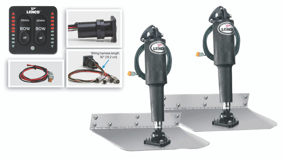 Lenco 12inx12in Standard Mount Trim tab Kit 12v with LED Integrated Switch