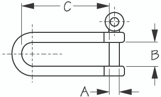 Sea-Dog Line Ss (316) Long D Shackle 5/32" 147153-1
