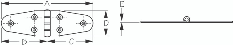 Sea-Dog Line Ss Round Hinge 1-1/2"X5-3/8" 201720-1