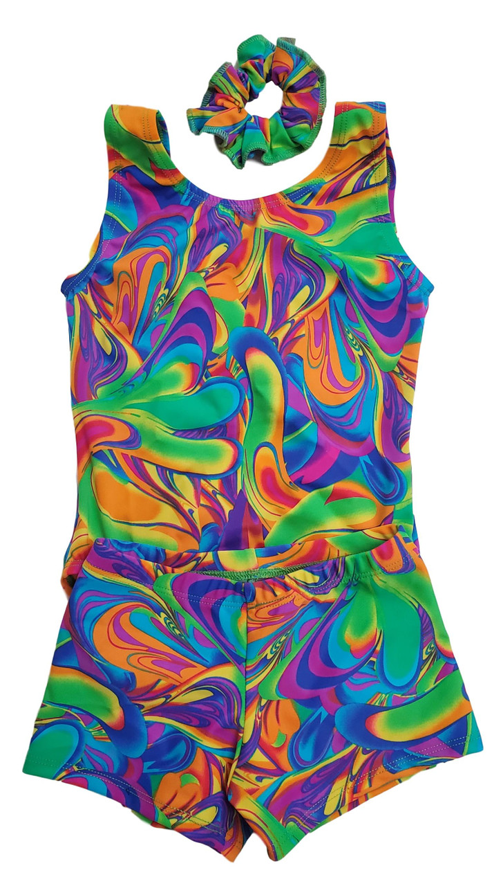 Neon Swirls Girls Gymnastic Leotard