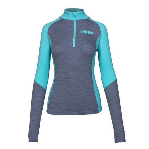 Women's FZN Merino 1/4 zip - Gray with Teal