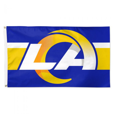 Los Angeles Rams Flag 12x18 Garden Style 2 Sided Slogan Design