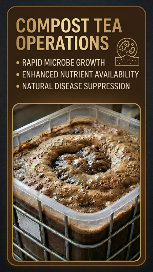 Aerated compost tea IBC tote brewing