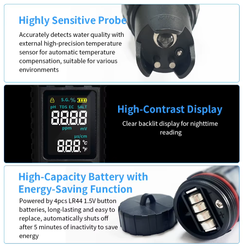 7-in-1 digital water meter batteries and backlit display 
