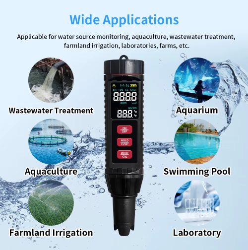 7-in-1 digital water quality meter application aquaponics, hydroponics , farming and gardening 