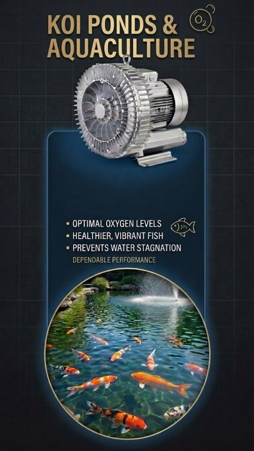 Koi pond with fine bubble aeration