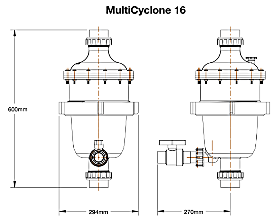 multicyclone centrifugal prefilter MC16