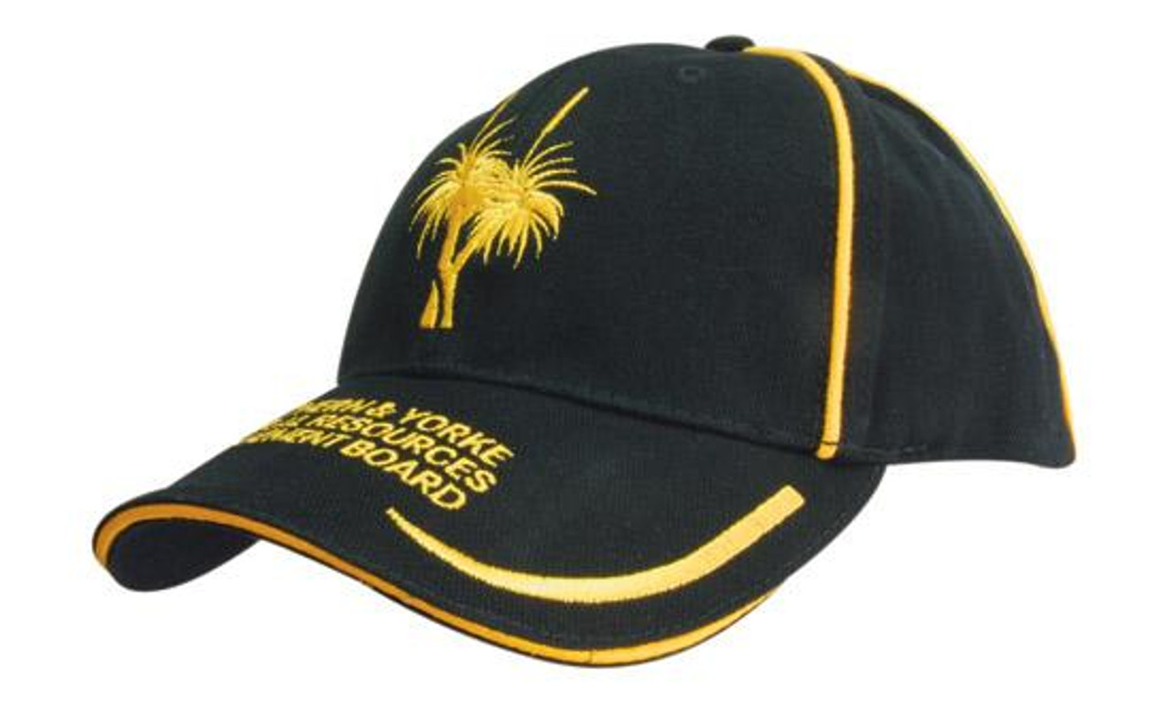 Brushed Heavy Cotton with Embroidered Lines on Peak & Piping on Crown