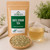 Organic Oats Straw Tea in The Tea Hut certified organic kraft pouch, with loose oats straw beside a pale golden brewed cup.