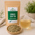 Organic Ginkgo Leaf Tea in The Tea Hut certified organic kraft pouch, with loose ginkgo leaves beside a pale golden brewed cup.