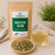 Organic Digestive Blend in The Tea Hut certified organic kraft pouch, with loose ginger, fennel, chamomile and peppermint beside a pale golden brewed cup.