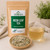 Bulk Neem Leaf Tea in The Tea Hut certified organic kraft pouch, with loose neem leaves beside a pale golden-green brewed cup.