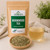 Bulk Wormwood Tea in The Tea Hut certified organic kraft pouch, with loose wormwood herb beside a pale golden brewed cup.